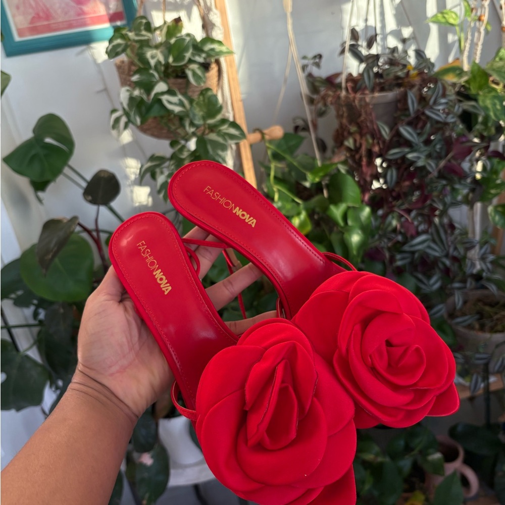 Elegant Red Rose Heels
